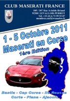 le dossier de présentation de "MASERATI EN CORSE 2011" est visible sur le site internet du Club Maserati France